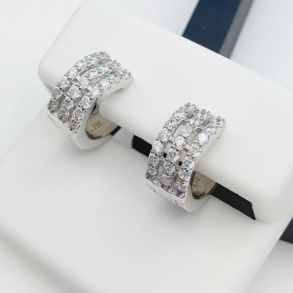 "925 Sterling Silver Cubic Zirconia Earrings, UU1P6A6162 - Picture 8 of 10